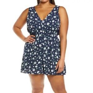 NWT BP Floral Print V-neck Romper In Navy Blazer Sophie Floral